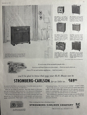 1956 Stromberg Carlson Hi Fi Stereo Pastoral Models Emporer Jupiter VTG Print Ad