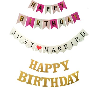 Girlanden - Happy Birthday / Just Married - Hochzeit Party Deko Banner