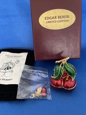 Signed Edgar Berebi Limited Edition THE CHERRIES Enamel Trinket Box Charm COA