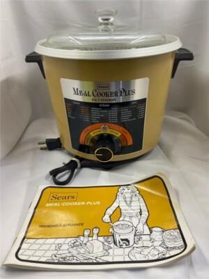 Vintage Sears Meal Cooker Plus 3 n 1 Cooker Slow Crock Pot Mustard Yellow