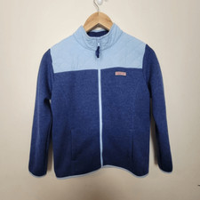 Vineyard Vines youth full zip knit and quilt fleece blue jacket L 14 Youth