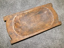 Carved Wooden Dough Bowl Primitive Wood Trencher Tray Rustic Home Decor 18 1/2"