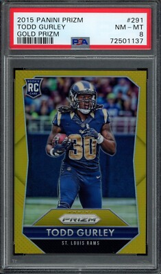 2015 Panini Prizm #291 TODD GURLEY /10 Gold Rookie RC Rams PSA 8 POP 1/1