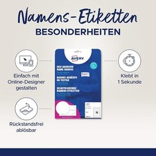 Etykiety z imieniem Avery Zweseform J4882-20 (200 naklejek z imieniem, 85x50 mm na A4, 