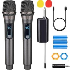 2PCS Professional VHF Wireless Microphone Handheld Mic System Karaoke w/Receiver