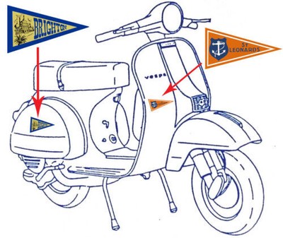Inghilterra Viaggio Pennello Adesivi N a Z Scooter Camper Vespa Lambretta