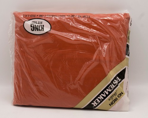 Vintage Tastemaker King Spannbettlaken 78 x 80 Burnt Orange ohne Eisen Musselin NEU - Bild 5 von 6