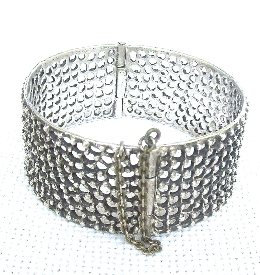 Art Deco solid silver sterling pierced bangle bra… - image 2