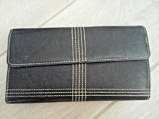 Dark Brown Genuine Leather Organizer French Wallet Size 7x4x3/4