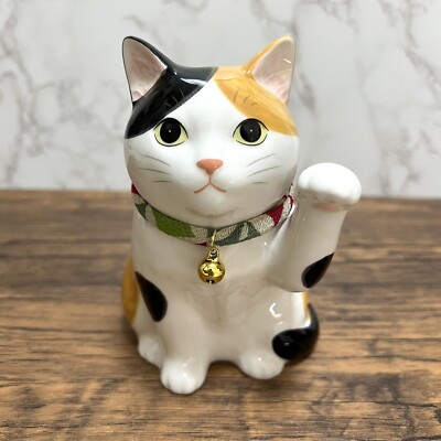 Maneki Neko Beckoning Lucky Cat Yakushigama Pottery Calico My