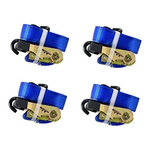 HFS(R) 4PC 1-1/2"X 15ft Heavy Duty Ratchet Cargo Tie Down Straps 3000lbs J-Hooks - Picture 3 of 6