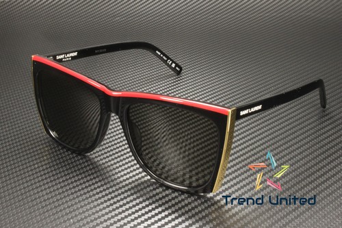 SAINT LAURENT SL 539 PALOMA 001 Squared Acetate Black Grey 58 Women's Sunglasses