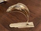 Leaping Brass Fish marine mid century modern (MCM) sculpture 11" tall — photo 2