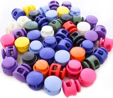 50 Pcs Assorted Colors Lanyard String Cord Clips Plastic round Ball Shape Fasten
