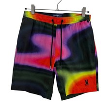 Psycho Bunny Swim Trunks Mens Small Black Shorts Multi Montgomery Colorful Beach