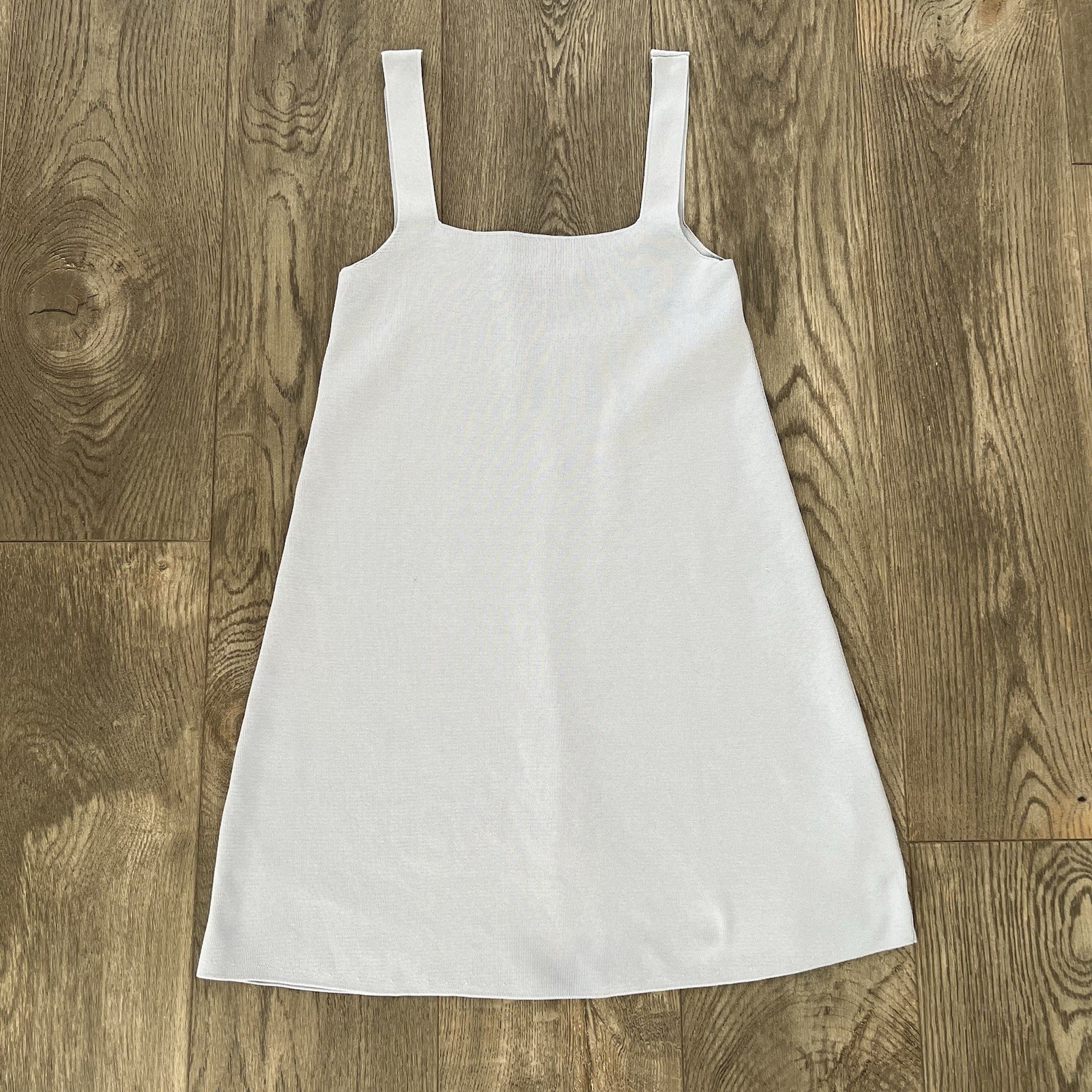 ZARA NWOT Light Blue Square Neck Knit Mini Dress Size M