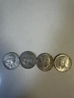 Lot of 4 Silver Half Dollars Franklin Kennedy 1964 90% & 40% Silver Coins