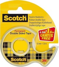 Scotch Double-Sided Tape, 1 Roll on Handheld Dispenser + 25% Extra FREE, 12 mm x