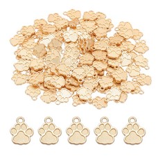 Jewelry Making Charm Bulk, 120 Pcs Dog Paw Animal Footprint Pendants, Light Gold