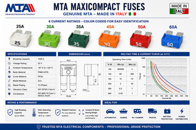 MTA Maxi Compact Automotive Blade Fuses 25A-60A Genuine Italy High Quality