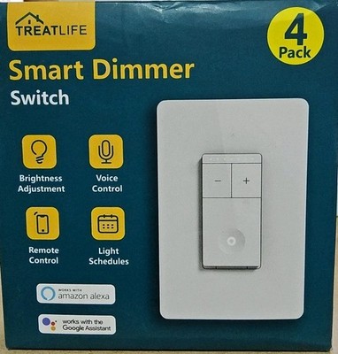+Treatlife Smart Dimmer Single Pole Wall Switch, 400W, White, 4 Pack *UNOPENED*