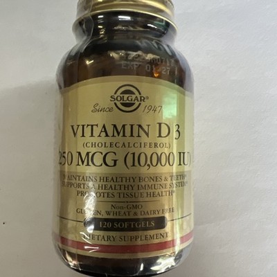 Solgar Vitamin D3 (Cholecalciferol) 10 000 IU - 120 Tablets. Exp. 1/27