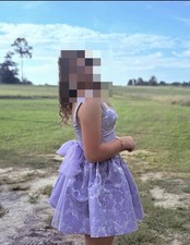 Homecoming dress Lavender Floral Fit Flare Sleeveless Dress Tulle Bow