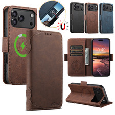 Mag Safe Magnetic Leather Wallet Flip Case For iPhone 17 Pro Max 16 15 14 13 12