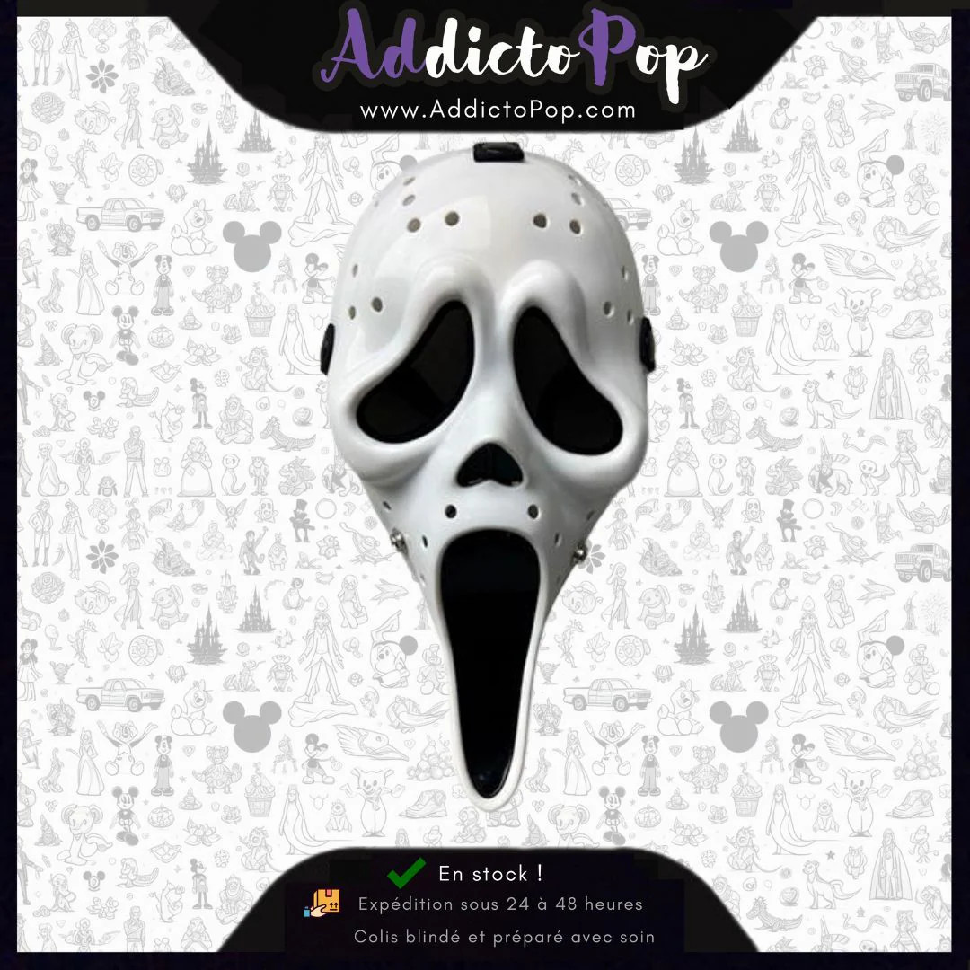 Masque Scream style hockey Ghost Face rigide avec sangles confort