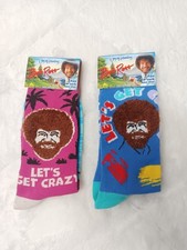 Bob Ross Novelty Unisex Crew Socks Set of 2 - Fits Mens Size 8-12/ Wmns 9-14