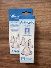 Dr Brown's Anti-Colic Level 2 Medium Flow Bottle Nipples Narrow 6 Pack