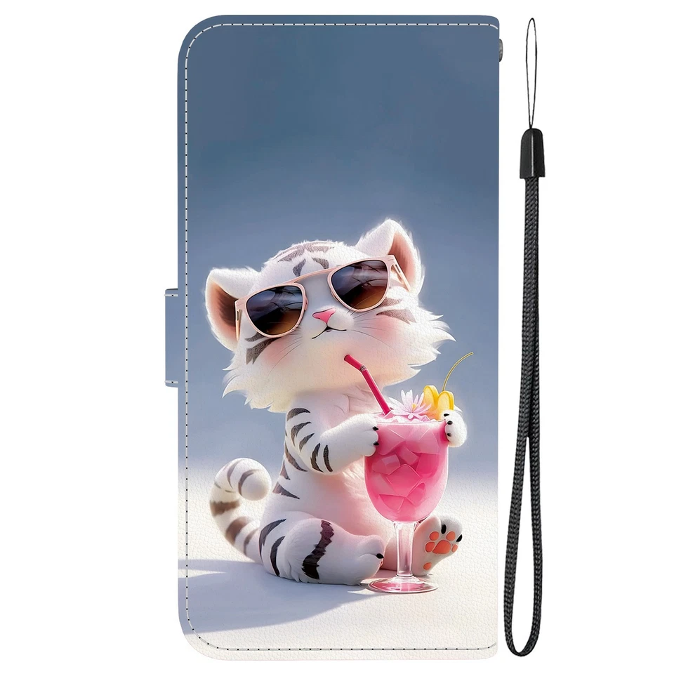 Flip Cute Cartoon Tiger Leather Card Wallet Stand Case For Various Phone Covers - Image 3 of 4