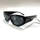 Ed Hardy Black Wrap Sunglasses Silver Gothic Cross Logo Y2K Unisex UV400 Acetate