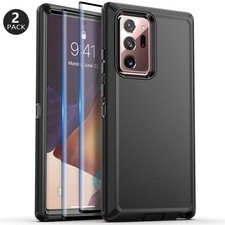 For Samsung Galaxy Note20,Note20 Ultra Case Rugged Cover  2pack Tempered Glass