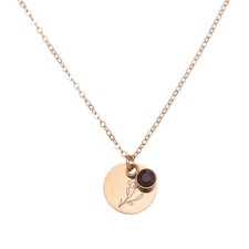 Birth Flower Necklaces, 18K Gold Plated Birthstone, Purple/Rose Gold