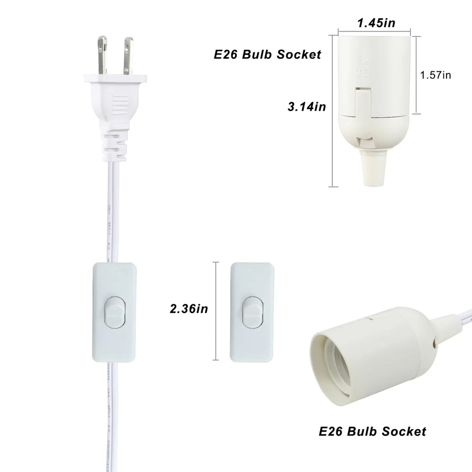 Interruptor de encendido/apagado de cable de lámpara de sal de 6 pies con enchufe de bombilla E26 de 37 mm (di... Foto 2 de 4