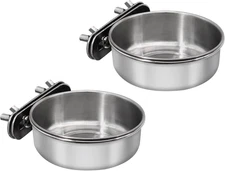 2 Pcs Small Bird Feeding Dish Cups Parrot Food Bowl Cage with Small 2 Pack New