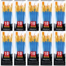 Paint Brush Set, 10 Pack 100 Pcs Acrylic Paint Brushes Artist Paint Brushes f...
