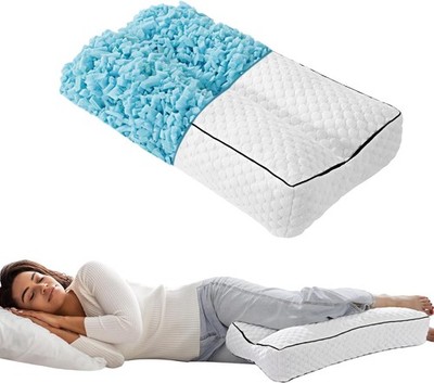 HOMBYS Shredded Memory Foam Knee Pillow for Side Height-6.5'', White 