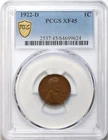 1922-D 1c Lincoln Wheat Cent - PCGS XF45 - Nice Denver Mint Semi-Key Penny