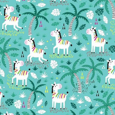 By The Yard, Zebras On Teal Cotton FLANNEL,  $3.99 Ships ANY Amount Of Fabric!