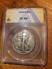 1934D  Walking Liberty Half Dollar   ANACS VF 20