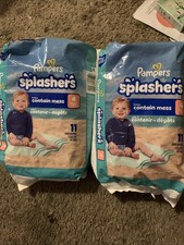 Lot Of 2-Pampers Splashers Disposable Swim Pants Size M 20-33lb. 11 pack 