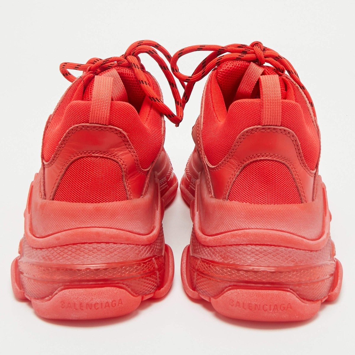 Balenciaga Triple S Clear Sole Size 41 Red Leather and Mesh Low