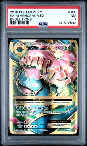 2016 POKEMON XY EVOLUTIONS #100 FULL ART/M VENUSAUR EX PSA 7