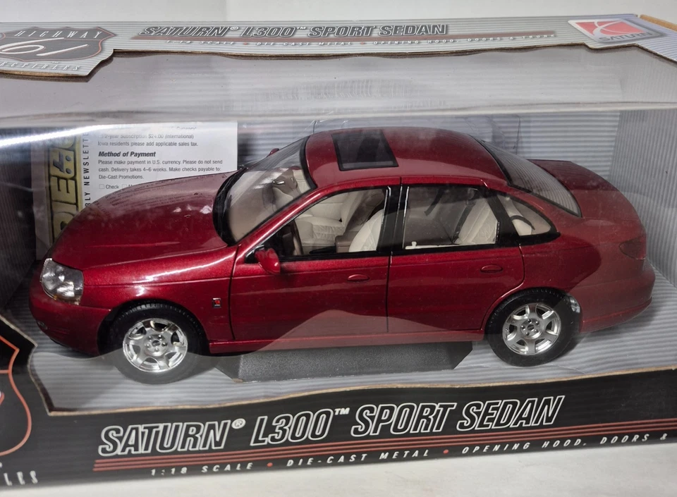 2003 Saturn L300 Sedan Highway 61 Diecast 1:18 Car - Red - Image 2 of 4