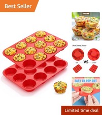 12 Cups Silicone Muffin Pans for Baking - Regular Size Cupcake Pan Muffin Tin...