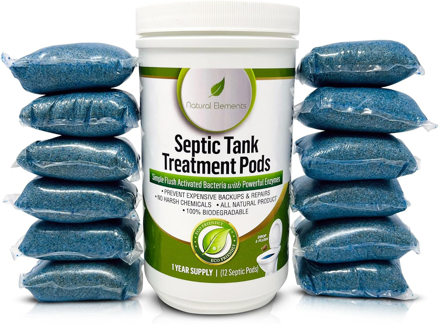 Septic Tank Treatment Pods | 1-Year Supply, Pack of 12 | Eco