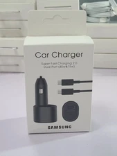 Original New Samsung 45W 2 Ports Super Fast Charging Dual Car Charger with Cable