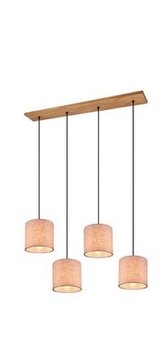 NEU!!! Trio Leuchten Pendelleuchte Elmau, Holz Pinie, Stoffschirm